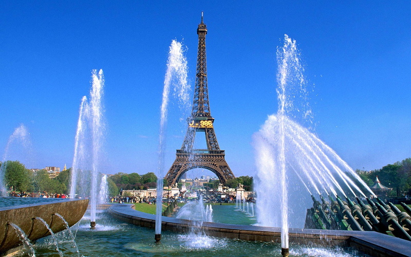 paris, avenue, artesian well, 2K, turnul eiffel, eiffel, france, eiffel tower, blue, bulevard, fantan, le, arteziana, tour
