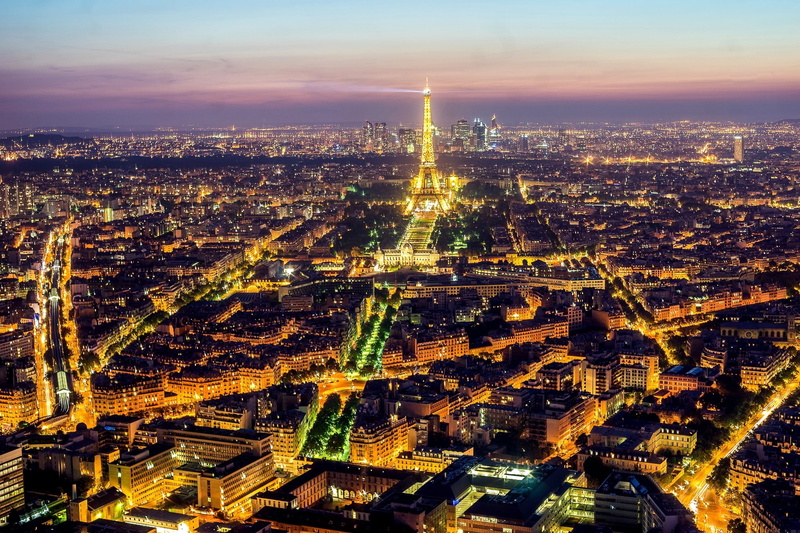 light, view, roads, evening, 1080P, city, tower, the Eiffel tower, La tour Eiffel, night, eiffel, Paris, France, streets, houses, architecture, lights