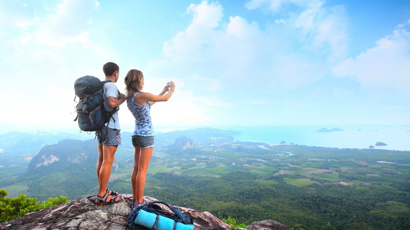 rock - Object, beauty In Nature, exploration, climbing, women, asian Ethnicity, mountain, casual clothing, friendship, hiking, activity, blue, scenics - nature