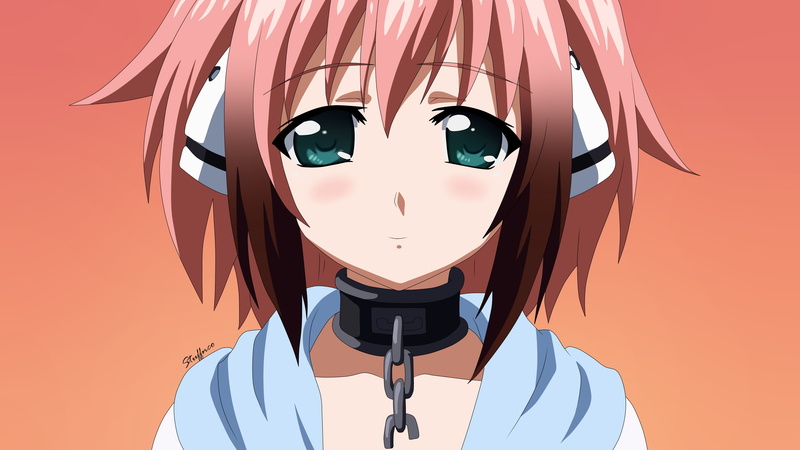 adult, front view, studio shot, clothing, anime girls, standing, representation, Sora no Otoshimono, females, indoors, colored background, headshot, lifestyles