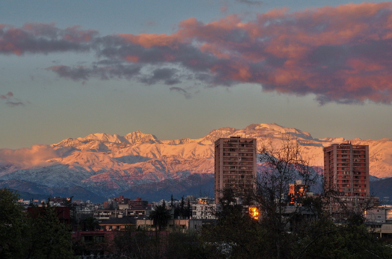 4K, building exterior, twilight glow, Snowy Mountains, cityscape, white, santiago de chile, City, illuminated, plant, landscape, Chile, building, outdoors