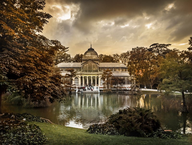 crystal palace, plant, famous Place, cloudy, madrid, parque del retiro, travel destinations, tree, water, belief, reflection, white, architecture, outdoors