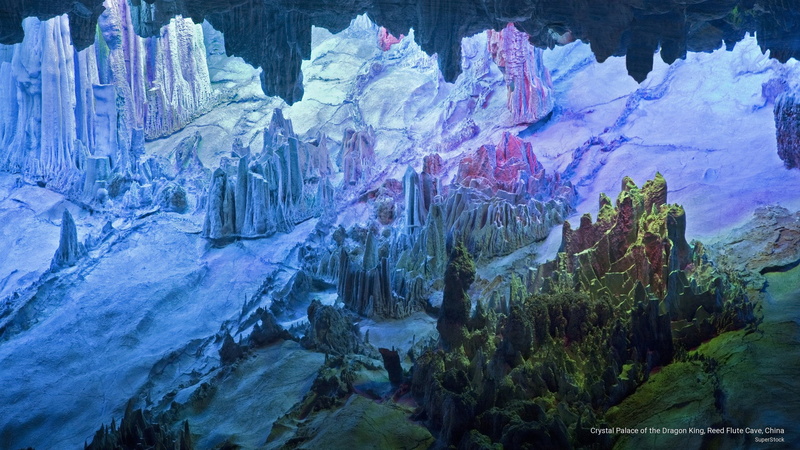 Nature, dragon, cave, crystal, reed, king, china, palace, 2K, flute