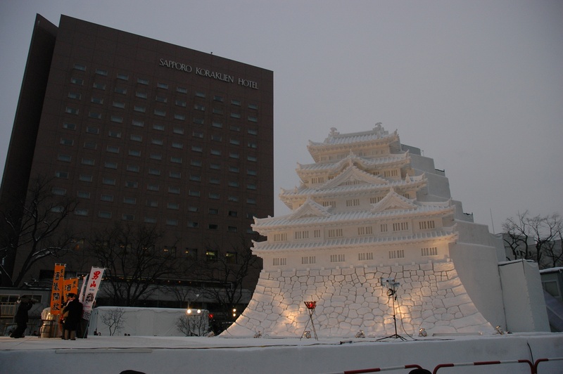 government, religion, crystals, japan, dusk, outdoors, architecture, ice, 2K, building exterior, ice sculpture, cold temperature, sky, snow, built structure