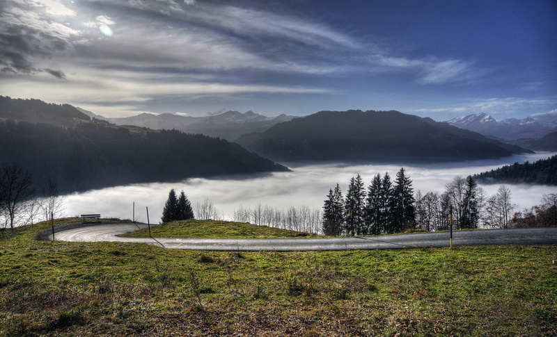 outdoor, HDR, daytime, nature, photo, SEL-P1650, Photomatix, summer, scenics, cloudy, Quality, mountainside, tree, Swiss Alps, lake, Grisons, 5K, mountain