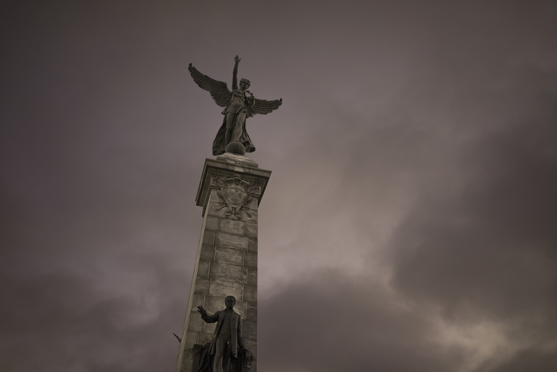 sir george-etienne cartier, low angle view, sky, canada, history, art and craft, nature, 5K, female likeness, quebec, montreal, art, tourism, travel, angel