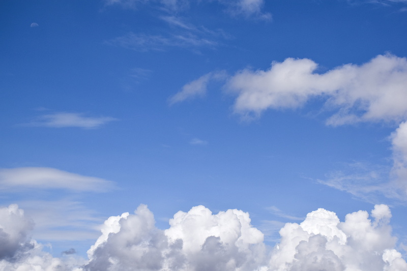 blue, above, cumulus Cloud, ozone Layer, white color, dramatic sky, sunny, Blue, air, Sky, Cloud, white, vibrant color, scenics - nature, tranquility, bright