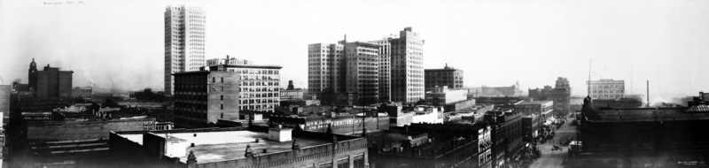 white, urban, downtown District, skyscraper, outdoors, urban Skyline, monochrome, Skyline, sky, nature, built Structure, Black and White, Alabama, city