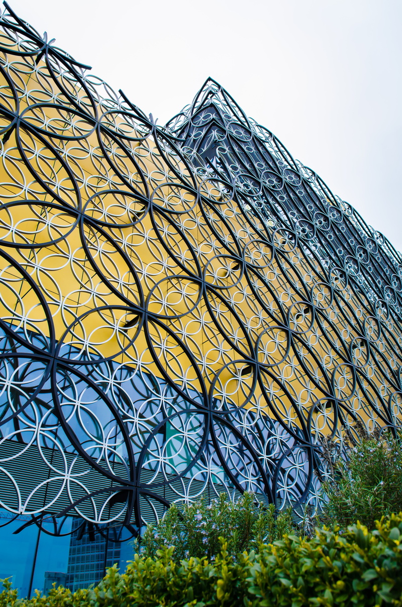 united kingdom, building, library, birmingham, fence, clear sky, boundary, outdoors, nature, architecture, sky, library of birmingham, protection, safety