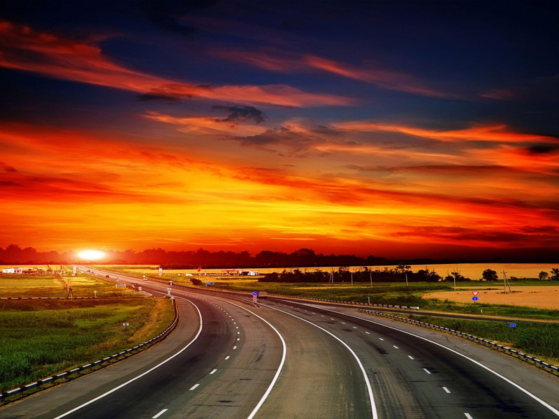 sunshine, picture, beije, road, photo, gold, sunset, 1080P, evening, background, poles, landscape, nice, sunny, clouds