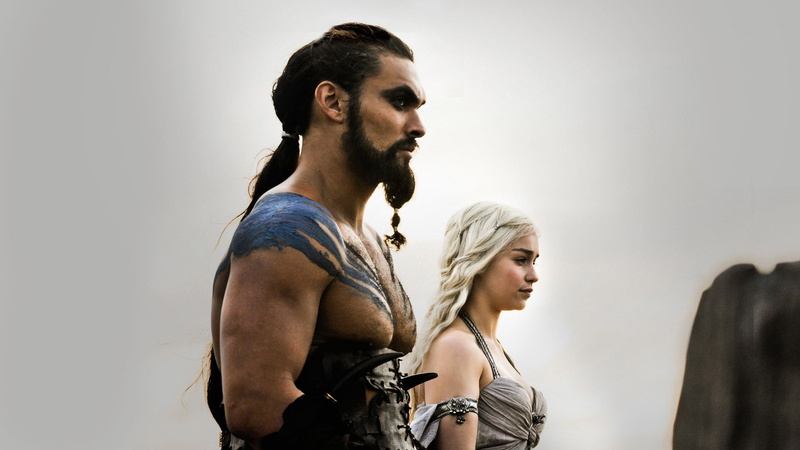 Game of Thrones, togetherness, game, two people, looking, side view, drogo, young men, beauty, indoors, khal, 1080P, young women, fashion, tattoo, couple - relationship