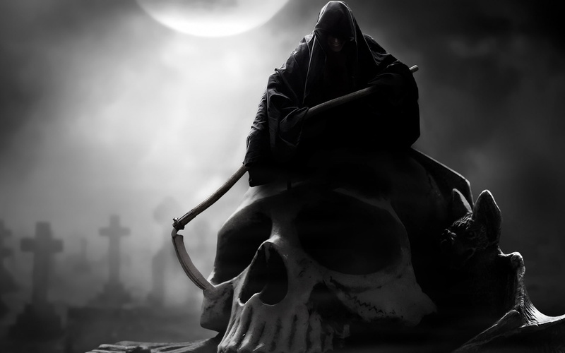 graveyard, grimmer, white, death, skull, cemetery, 1080P, illustration, watch, night