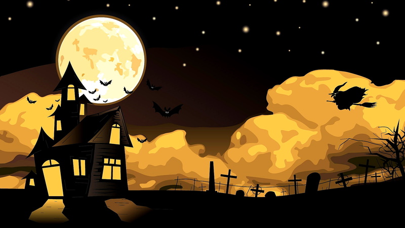 1080P, cemetery, moon, holidays, witch