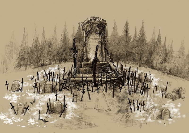 graveyards, 720P, sword, video games, tombstones, Dark Souls, sepia