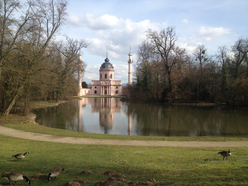 belief, germany, trees, tree, reflection, day, schwetzingen, building, nature, outdoors, building exterior, sky, architecture, spirituality, melancholic