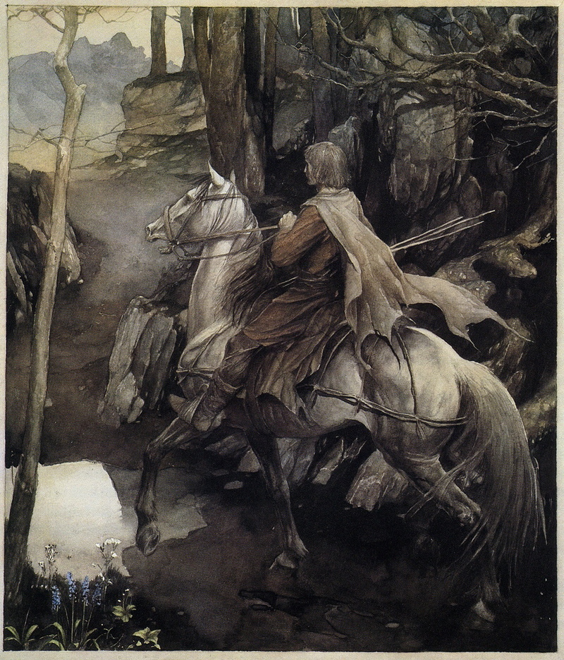 The Mabinogion, Alan Lee, horseman, 720P, medieval, painting