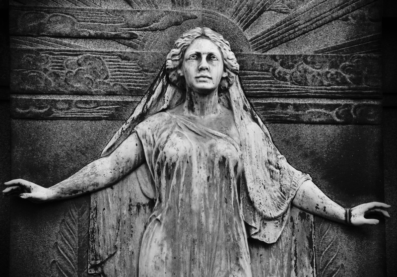 cemetery, statue, belief, wearing, time, individuality, male likeness, black And White, adult, adults only, female likeness, tunic, sculpture, one person