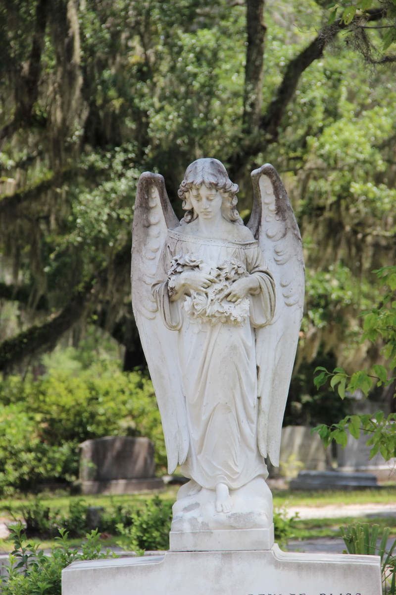 cemetery, representation, day, female likeness, pray, nature, southern states, focus on foreground, art and craft, american, grave, stone material, outdoors