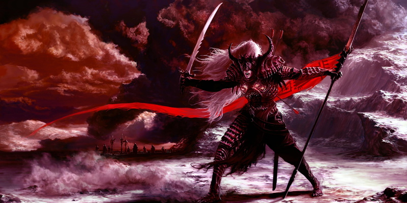 red, weapon, nature, 4K, danger, sport, men, sword, full length, posture, motion, cloud - sky, one Person, gloom, evil, people, day, digital composite