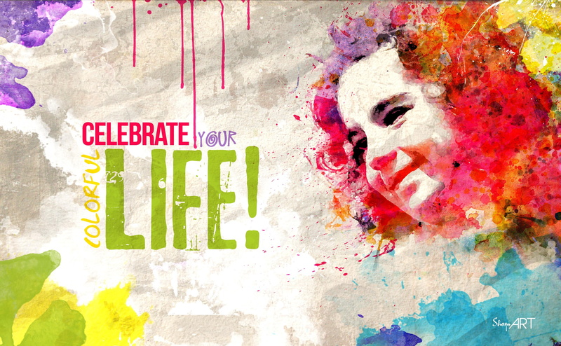 purple, Colorful, Celebrate, brush, poster, watercolor, creativity, multi colored, 4K, Feeling, screenshot, yellow, graffiti, indoors, paper