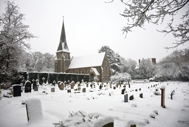 built structure, weather, Graveyard, place of worship, resting, belief, winter, cold temperature, spire, peaceful, white color, religion, religious, no people