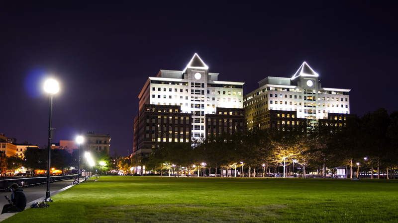 hoboken, downtown, light, street light, moon, park - man made space, night, modern, plant, architecture, city, nature, nj, new, sky, america, illuminated