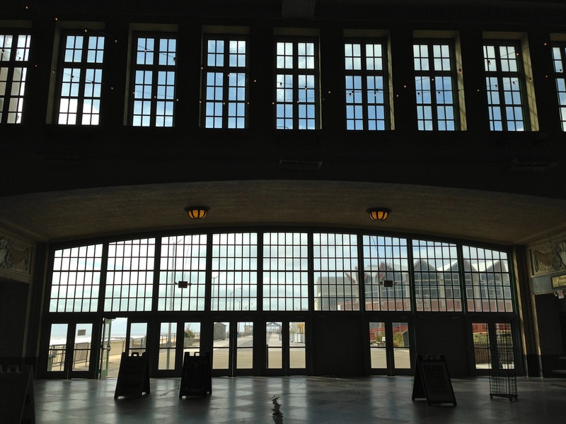 real people, indoors, glass - material, ceiling, jersey shore, empty, day, built structure, deserted, architecture, transportation, building, asbury park