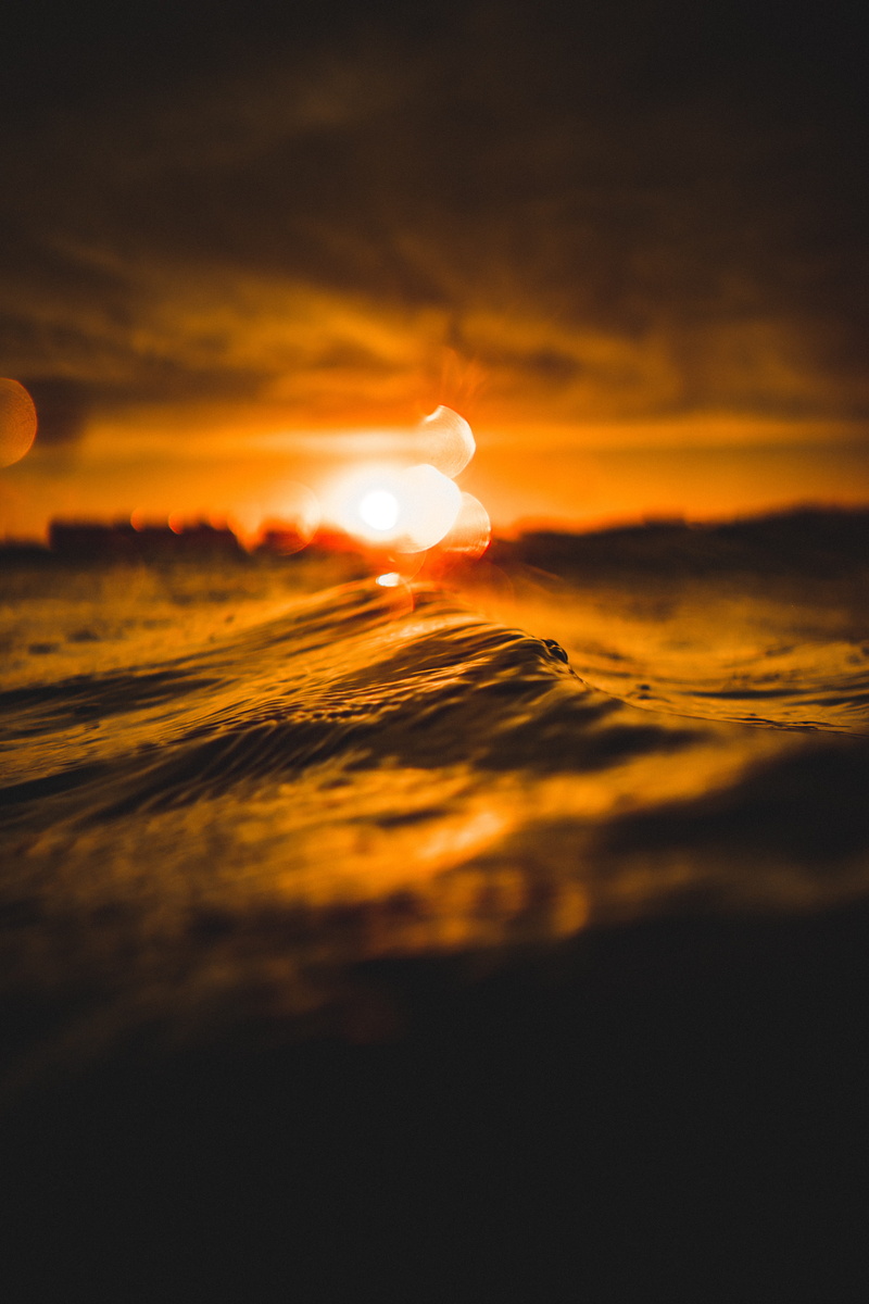 summer, abstract, flare, orange color, ocean, us, bradley beach, water, air vehicle, tranquility, nature, environment, orange, beauty in nature, sunset