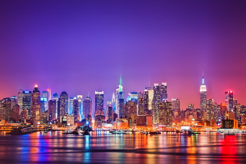 built Structure, famous Place, sky, transportation, dusk, waterfront, tower, high, skyscraper, river, sea, water, travel Destinations, harbor, manhattan