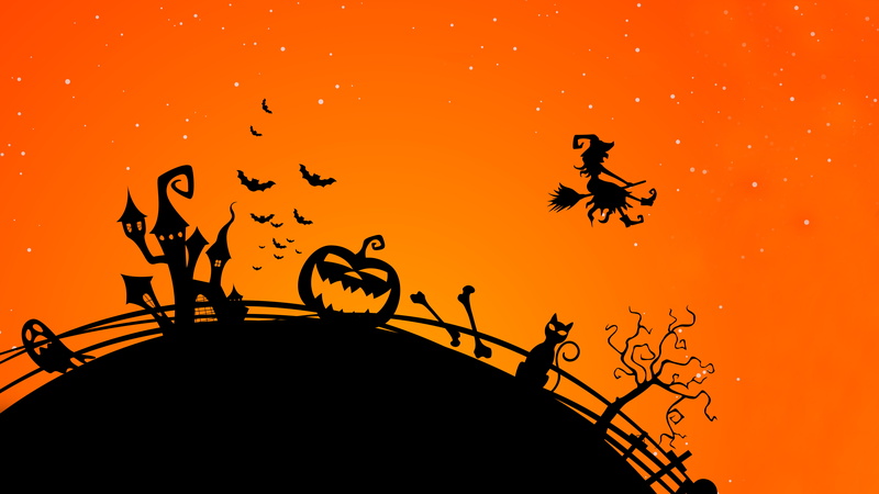 Castle, Halloween Pumpkin, 4K, Halloween Witch, 5K, Bats