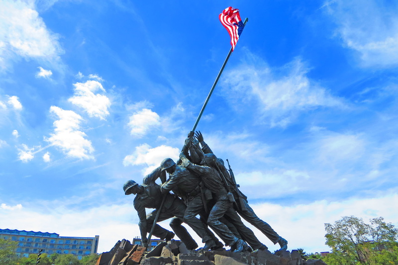 monument, no people, patriotism, cloud - sky, nature, national, brave, male likeness, marine, low angle view, the past, dc, 4K, courage, arlington, remembrance