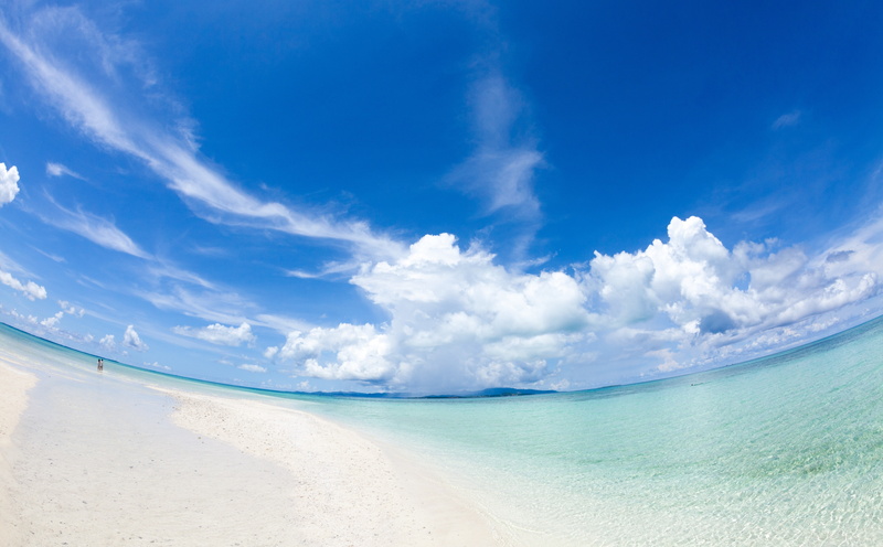 Clouds, 5K, no people, sea, okinawa, Fisheye, tranquility, ishigaki, day, Coral, taketomi, Light, turquoise colored, horizon, Summer, Beach, beauty in nature