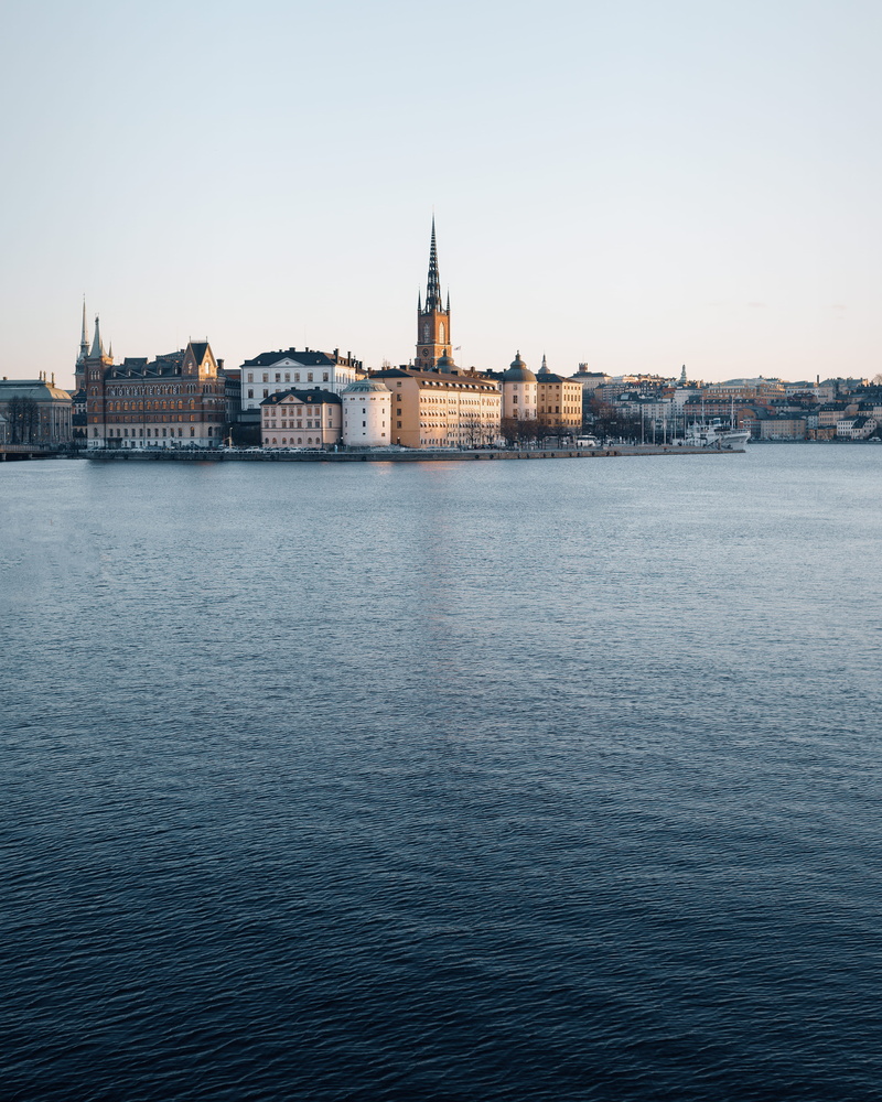 sky, no people, water, travel, spire, sunny, building, day, architecture, sverige, clear sky, building exterior, nature, river, houses, travel destinations