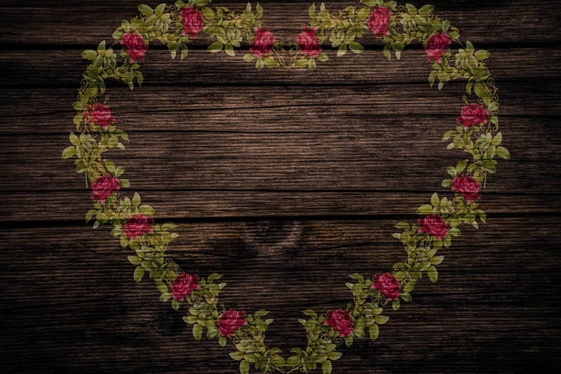 shabby chic, 4K, roses, style, vintage, texture, wood, heart, background