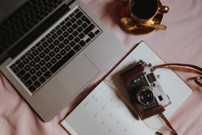 wireless technology, pink, desk, workplace, home office, keyboard, directly above, blank, macbook, no people, book, connection, using laptop, communication