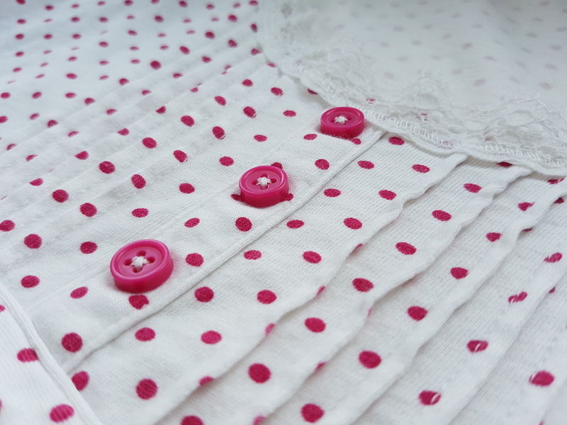 no people, tablecloth, design, thread, cute, spotted, clothing, fabric, fashion, neck, white color, 4K, table, pattern, pink, shirt, pink color, textile