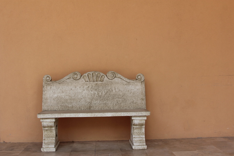 bench, stone bench, history, brown, wall - building feature, seat, home interior, indoors, the past, no people, old, israel, wood, carving - craft product
