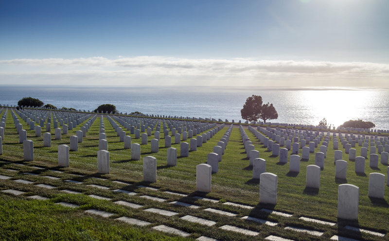 tomb, ground, sunlight, 5K, no people, cemetery, veteran, stone, memorial, roof, grave, point loma, symbol, california, water, military, san diego, plant