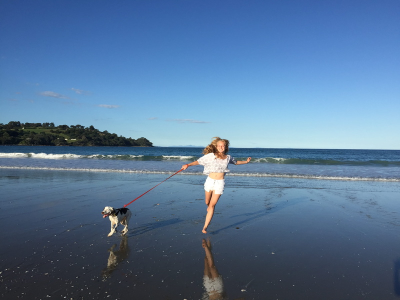 full length, horizon, land, real people, sky, beauty in nature, leisure activity, new zealand, blue, women, sea, nature, day, omaha, 2K, happy, clear sky