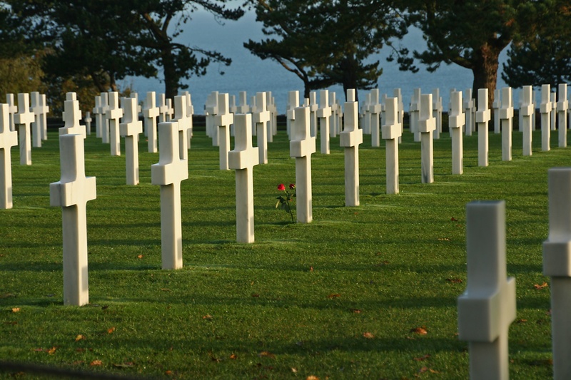 the past, stone, white color, outdoors, france, tombstone, religion, cross, in a row, memorial, no people, omaha beach, day, sadness, normandy, grave, plant
