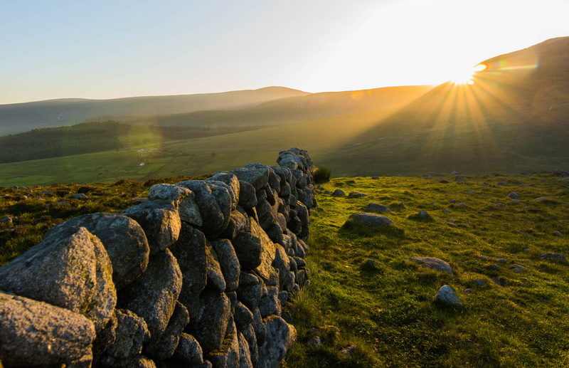 sunset, grass, solid, united kingdom, valley, environment, nature, no people, scenics - nature, landscape, sunbeam, sunlight, tranquility, sun, remote