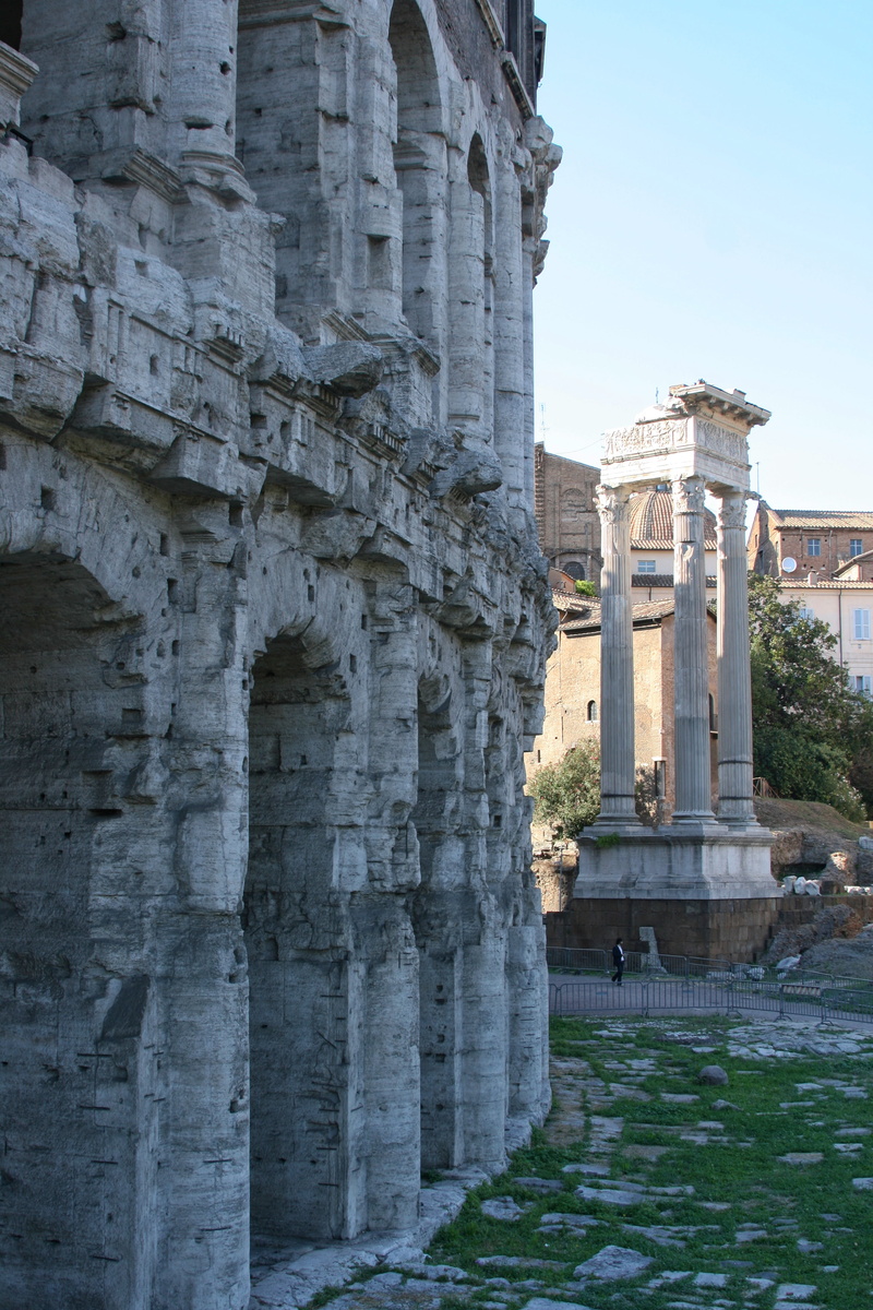 architecture, tourism, weathered, ancient architecture, roman, outdoors, ruined, day, history, theater of marcellus, travel, rome, archaeology, old, old Ruin