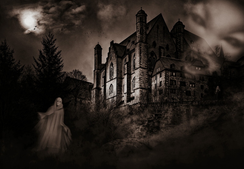 building, fog, celebration, women, nature, adult, built structure, spooky, emotion, near, house, tree, cloud - sky, dusk, night, building exterior, gothic style