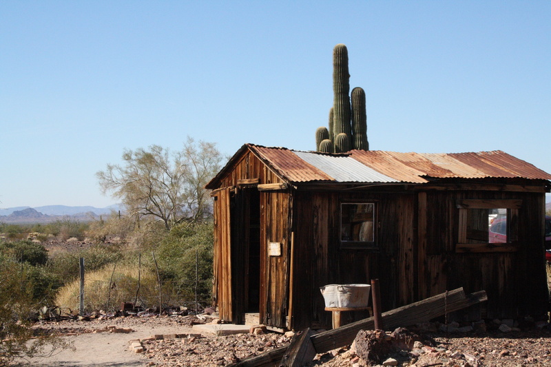 wood - material, tree, environment, outdoors, sky, day, landscape, arizona, abandoned, no people, nature, built structure, plant, building, house, quartzsite