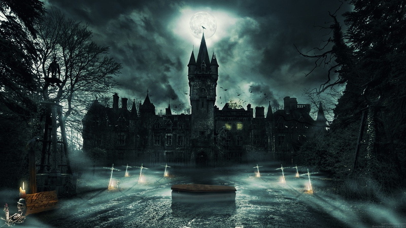 outdoors, Night, blurred motion, sky, Gothic, Moon, cloud - sky, Coffin, gothic style, building, plant, Skeleton, built structure, building exterior, fear