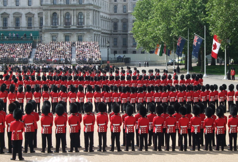 clothing, birthday, crowd, foot guards, trooping the colour, built structure, outdoors, whitehall, soldiers, large group of people, city, government, celebration