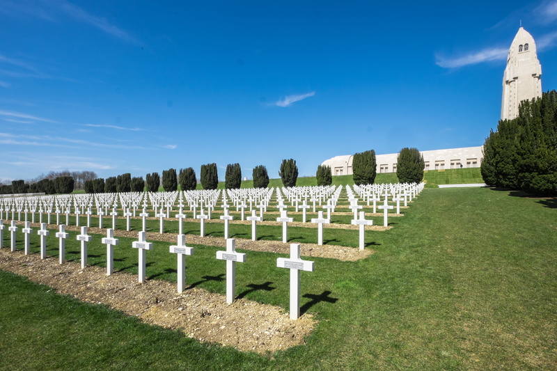 outdoors, grave, the past, grass, death, memorial, verdun, no people, architecture, tombstone, blue, 4K, in a row, sunlight, world war, history, war, sky