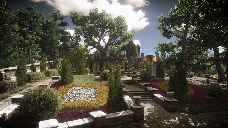 sunlight, cloud - sky, garden, sky, outdoors, garden path, tranquility, stone, nature, park, no people, park - man made space, formal garden, hedge, growth