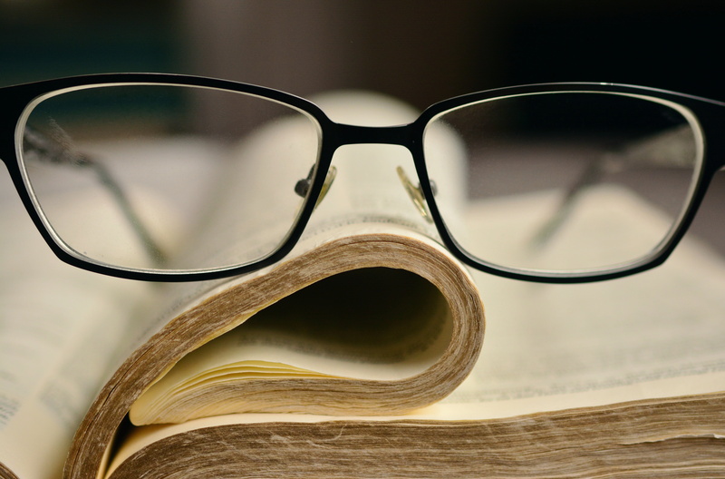 christianity, selective focus, black, glasses, 5K, study, pages, faith, focus on foreground, still life, newspaper, book pages, two objects, read, book goggles