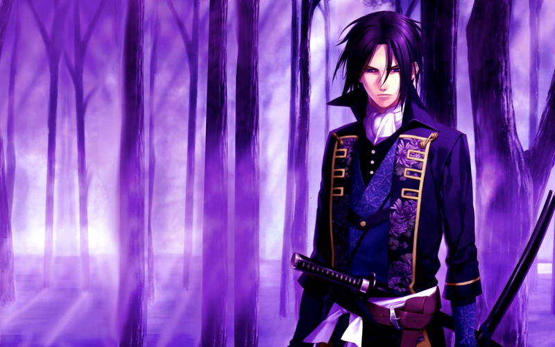 man, Download 3840x2400 hakuouki, 4K, hakuouki, hijikata toshizou, hekketsu-roku backgrounds, Forest